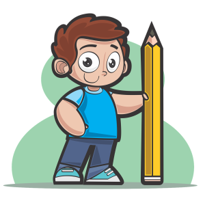 Boy holding large pencil